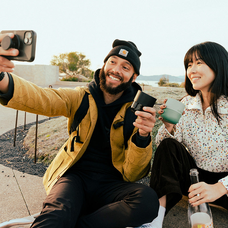 8oz-rise-lowball-tumbler-f2 8oz_rise_lowball_black_iceberg_couple_selfie_city_square.jpg